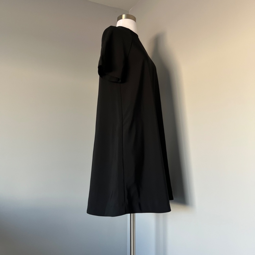 And Other Stories High Neck Black Polyester Scuba A-line Casual Shortsleev Dress - Picture 5 of 14